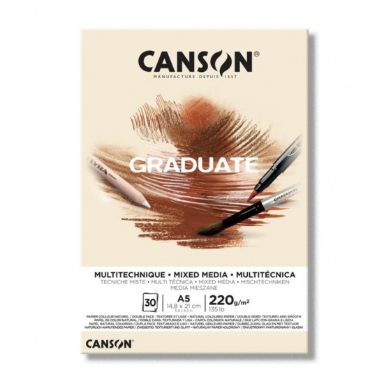Canson Graduate Mixed Media Natural BEIGE COLOR 220 GSM 20 SHEETS